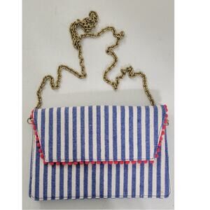 J. Crew Purse Envelope Clutch Crossbody Striped Bag Nautical Beach Chic Classic